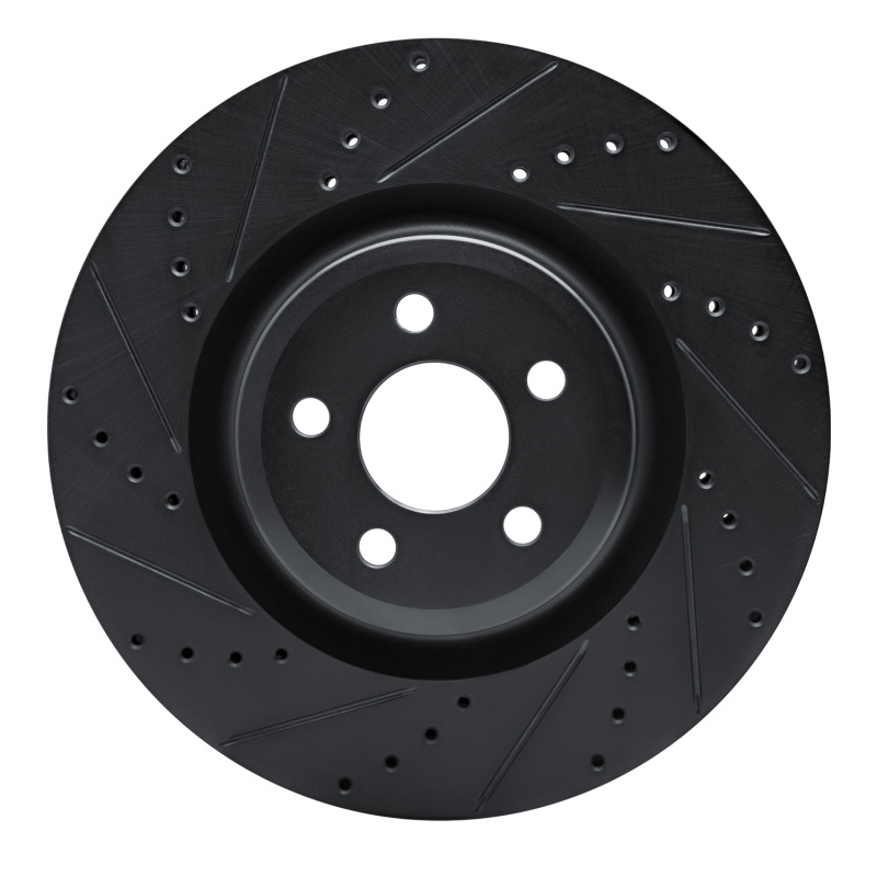 Ford Edge Brake Rotor (1) - Front Left - R1 Concepts - Drilled & Slotted - Black - `19-`24